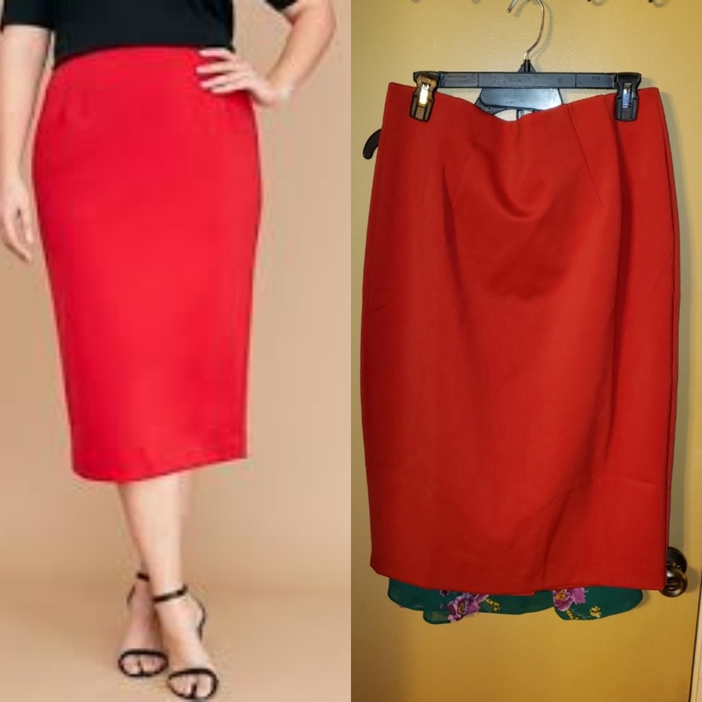 Lane Bryant size 14 red scuba pencil skirt